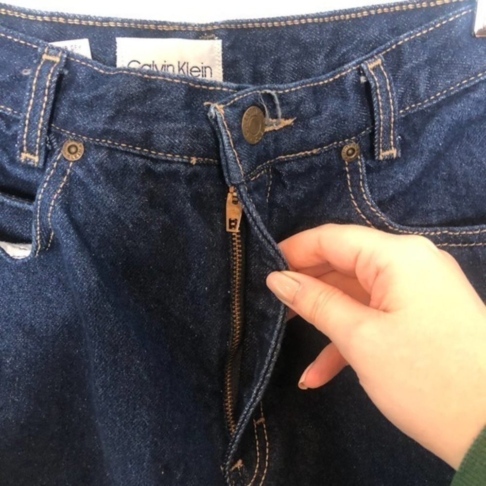 Calvin Klein vintage mom style dark denim blue jeans tapered leg made in USA XS - Picture 3 of 9